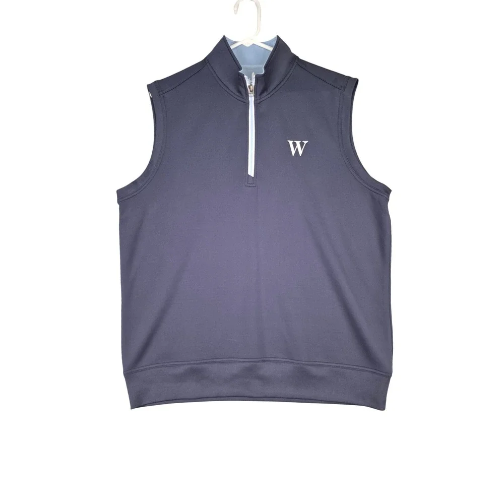 Johnnie-O Mens Navy Blue Quarter Zip Golf Vest Performance W Logo Size Medium‎